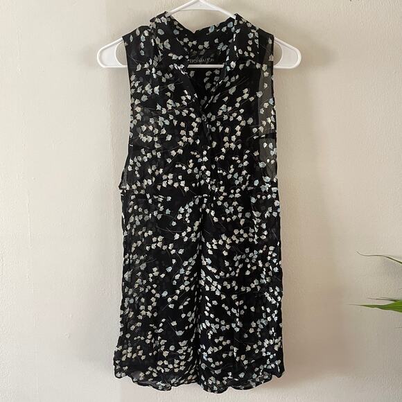 Reformation Sheer Tunic Top Womens Small Black Floral Print Popover Casual Chic - Picture 1 of 7